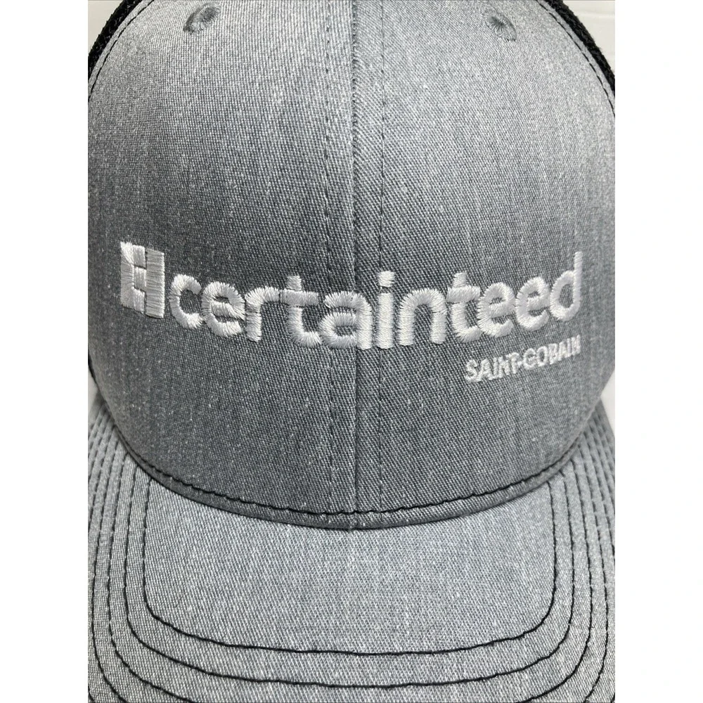 Certainties Saint-Gobain Cap Hat Gray Black Adult Adjustable Mesh SnapBack‎
